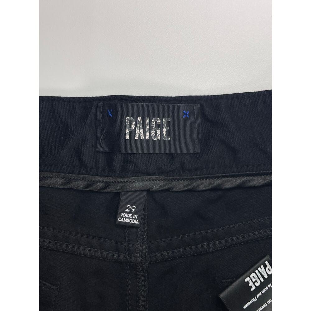 PAIGE Black Stretch Skinny Jeggings Zip Pocket Pants Size 29 - Picture 4 of 11